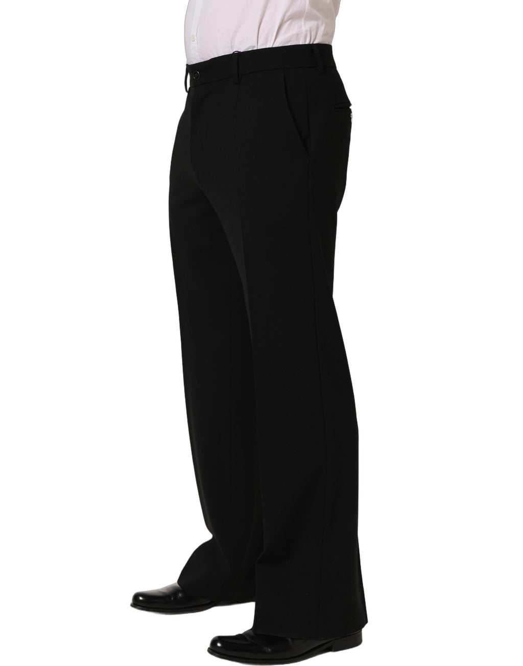 Dolce & Gabbana Black Wool Straight Men Dress Trouser Pants