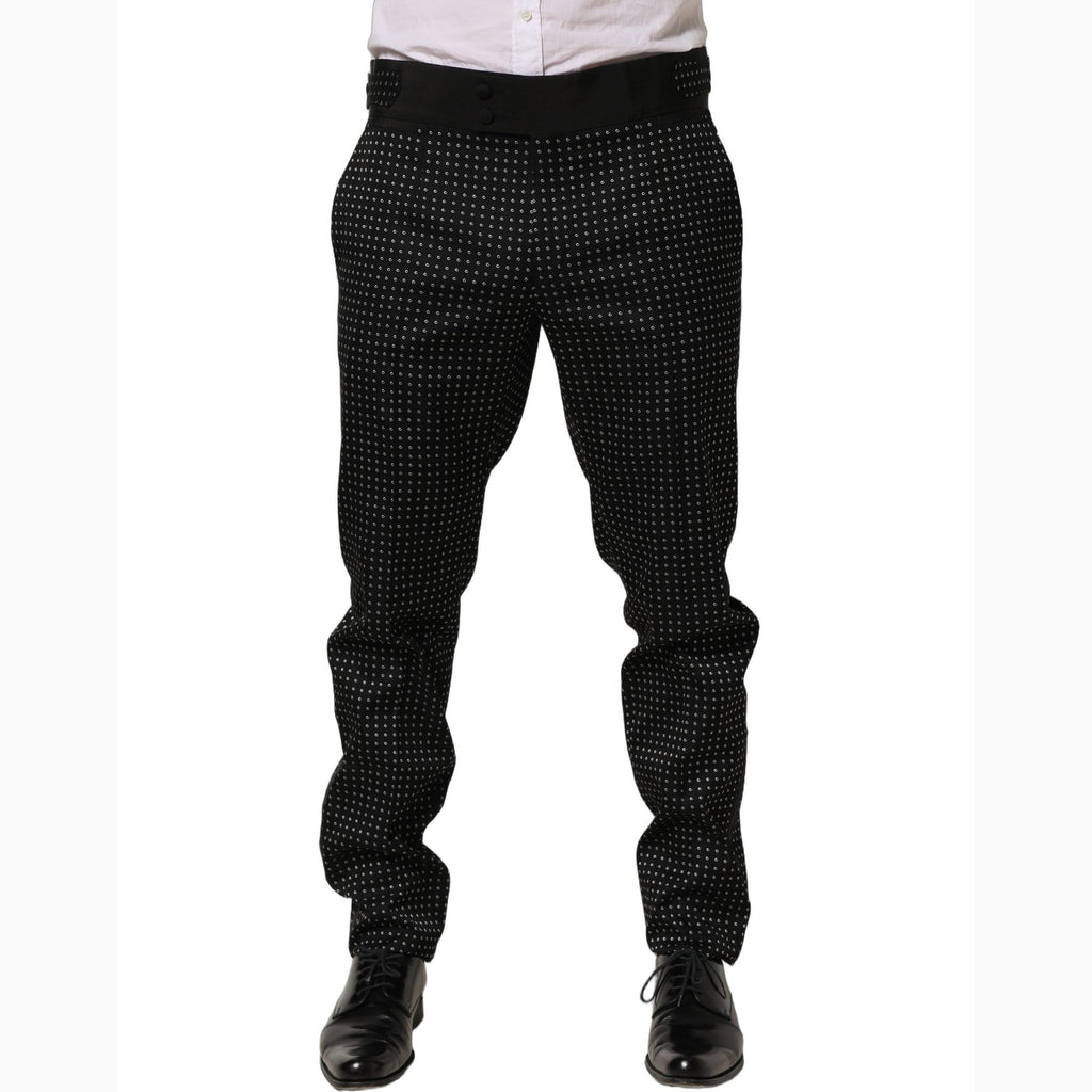 Dolce & Gabbana Black Polka Dot Cotton Dress Trouser Pants Dolce & Gabbana