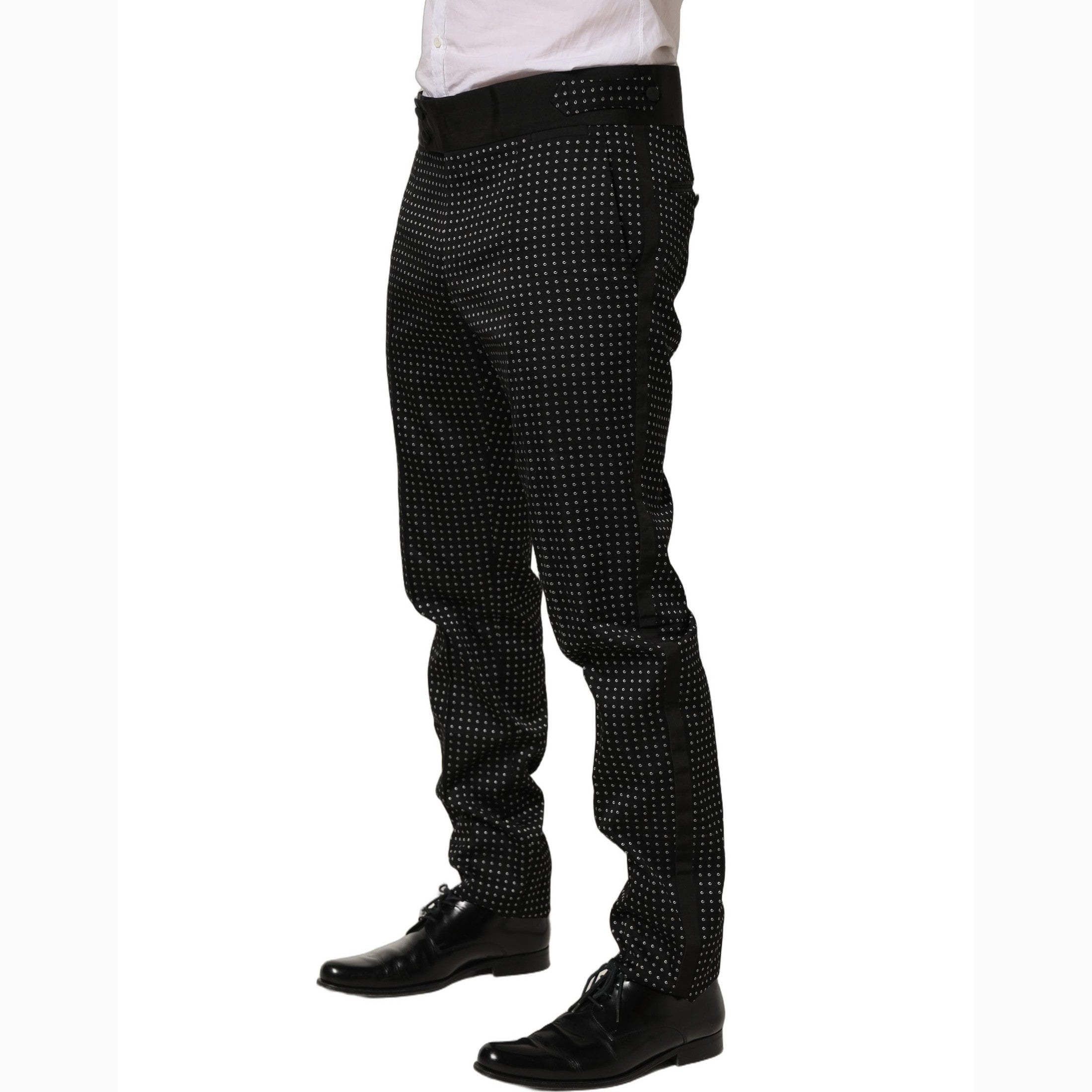 Dolce & Gabbana Black Polka Dot Cotton Dress Trouser Pants Dolce & Gabbana