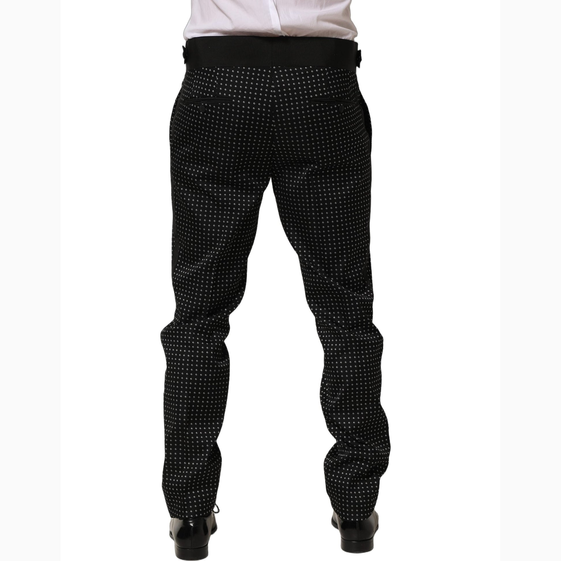 Dolce & Gabbana Black Polka Dot Cotton Dress Trouser Pants Dolce & Gabbana