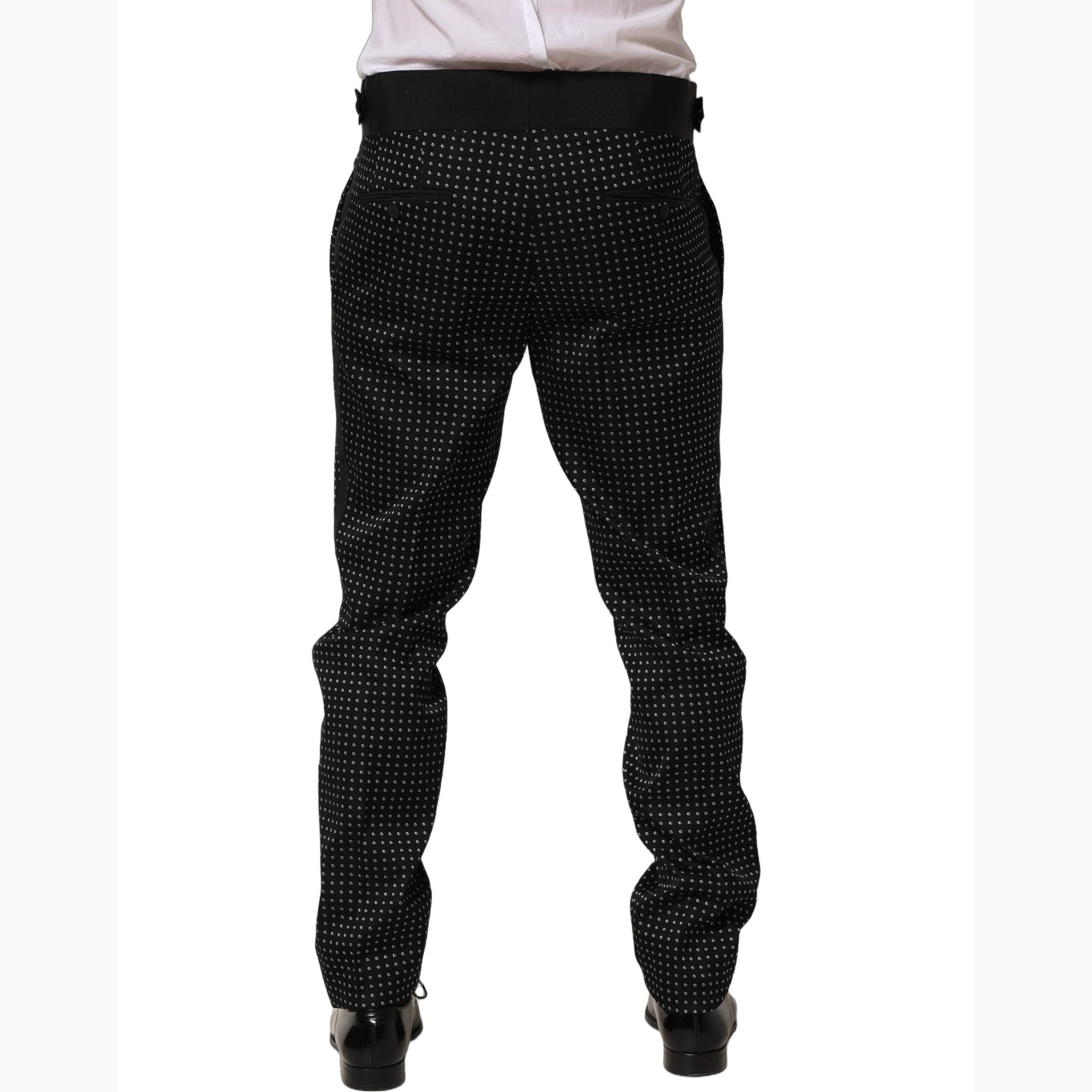 Dolce & Gabbana Black Polka Dot Cotton Dress Trouser Pants Dolce & Gabbana