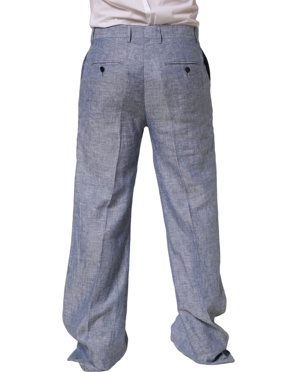 Dolce & Gabbana Light Blue Linen Straight Dress Trouser Pants