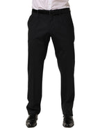 Dolce & Gabbana Black Wool Tapered Leg Dress Trouser Pants