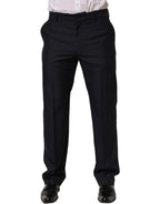 Dolce & Gabbana Black Wool Tapered Leg Dress Trouser Pants