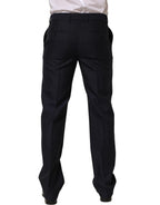 Dolce & Gabbana Black Wool Tapered Leg Dress Trouser Pants