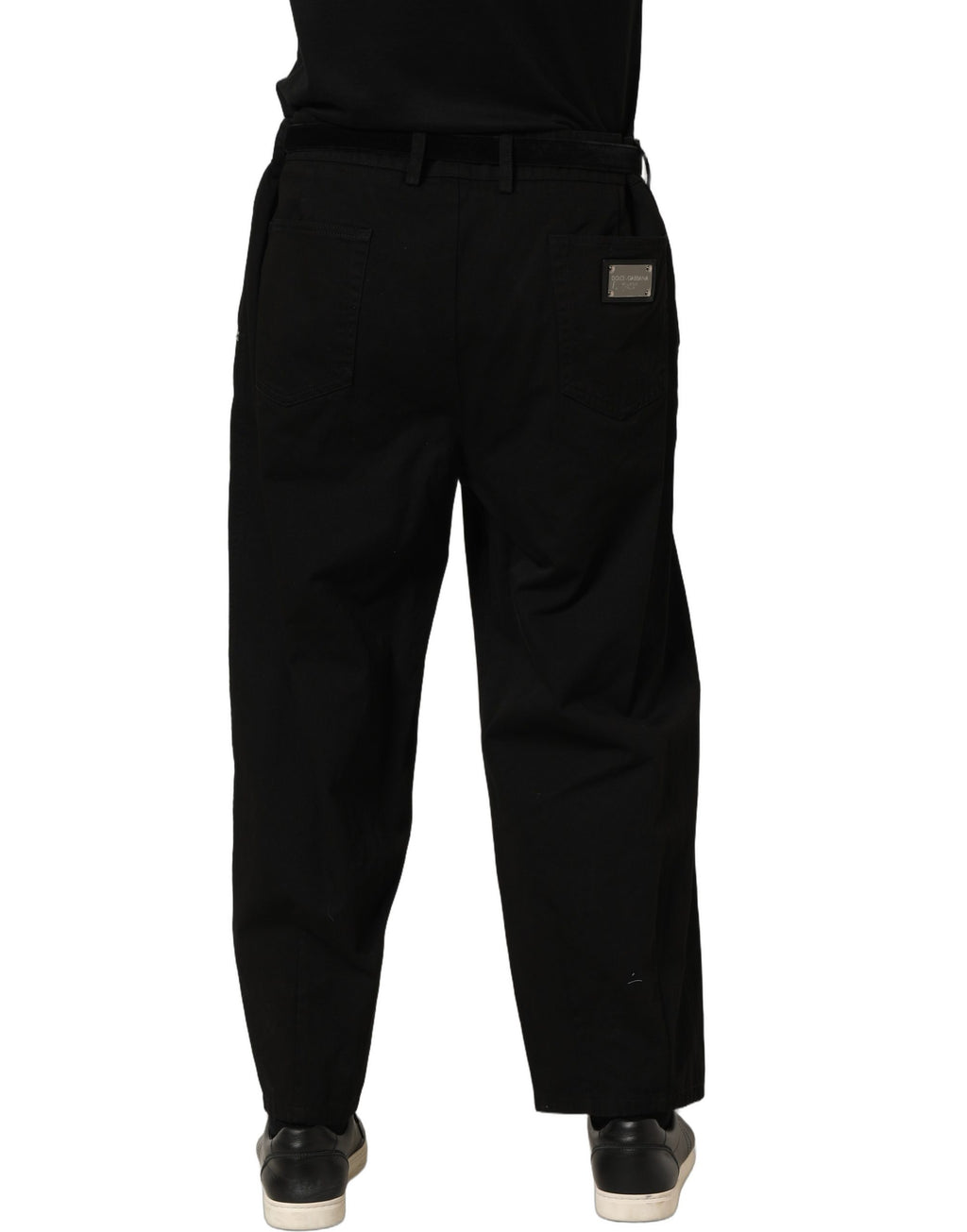 Dolce & Gabbana Black Mid Waist Straight Men Trouser Pants