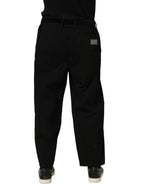 Dolce & Gabbana Black Mid Waist Straight Men Trouser Pants