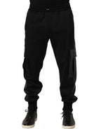 Dolce & Gabbana Black Mid Waist Cargo Jogger Sweatpants Pants