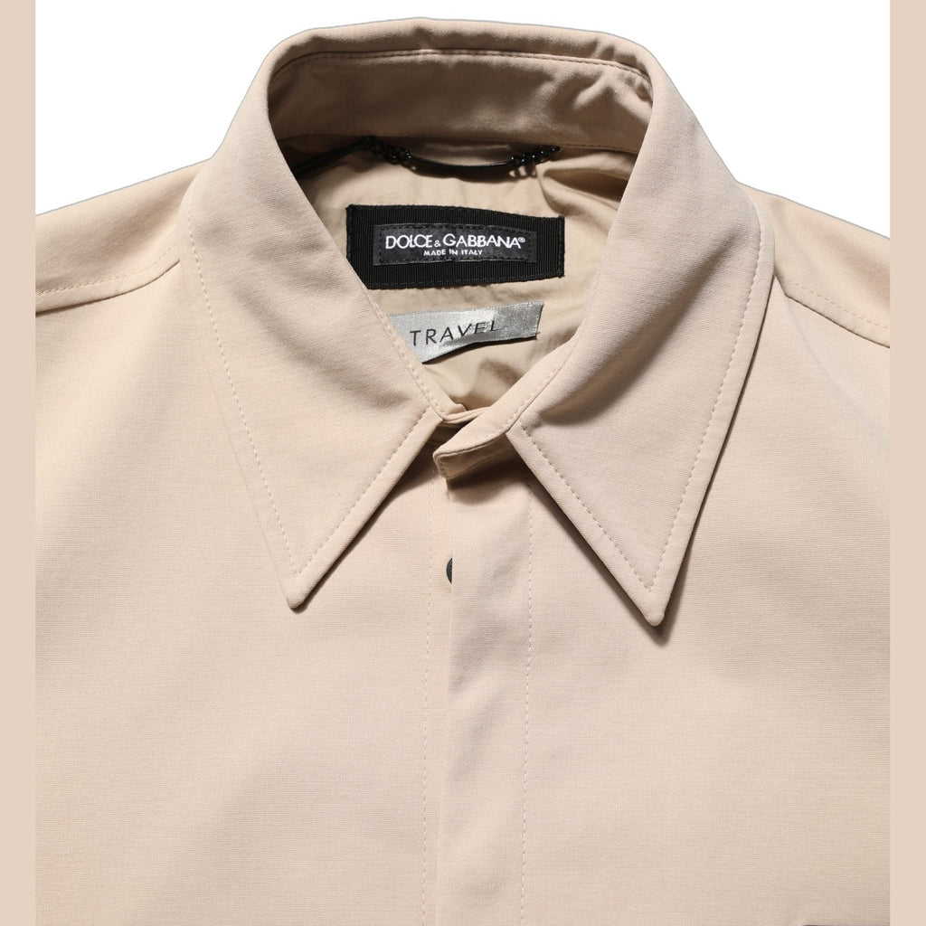 Dolce & Gabbana Beige Logo Overshirt Cotton Men Casual Shirt