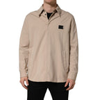 Dolce & Gabbana Beige Logo Overshirt Cotton Men Casual Shirt