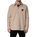 Dolce & Gabbana Beige Logo Overshirt Cotton Men Casual Shirt