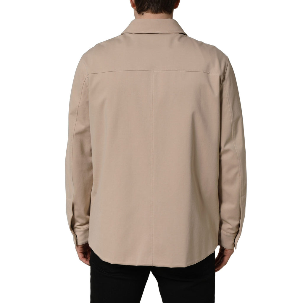 Dolce & Gabbana Beige Logo Overshirt Cotton Men Casual Shirt