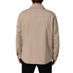 Dolce & Gabbana Beige Logo Overshirt Cotton Men Casual Shirt