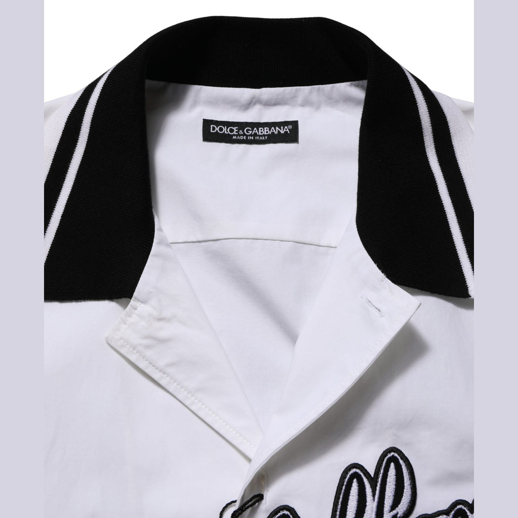 Dolce & Gabbana White LogoPatch Cotton Baseball Casual Shirt