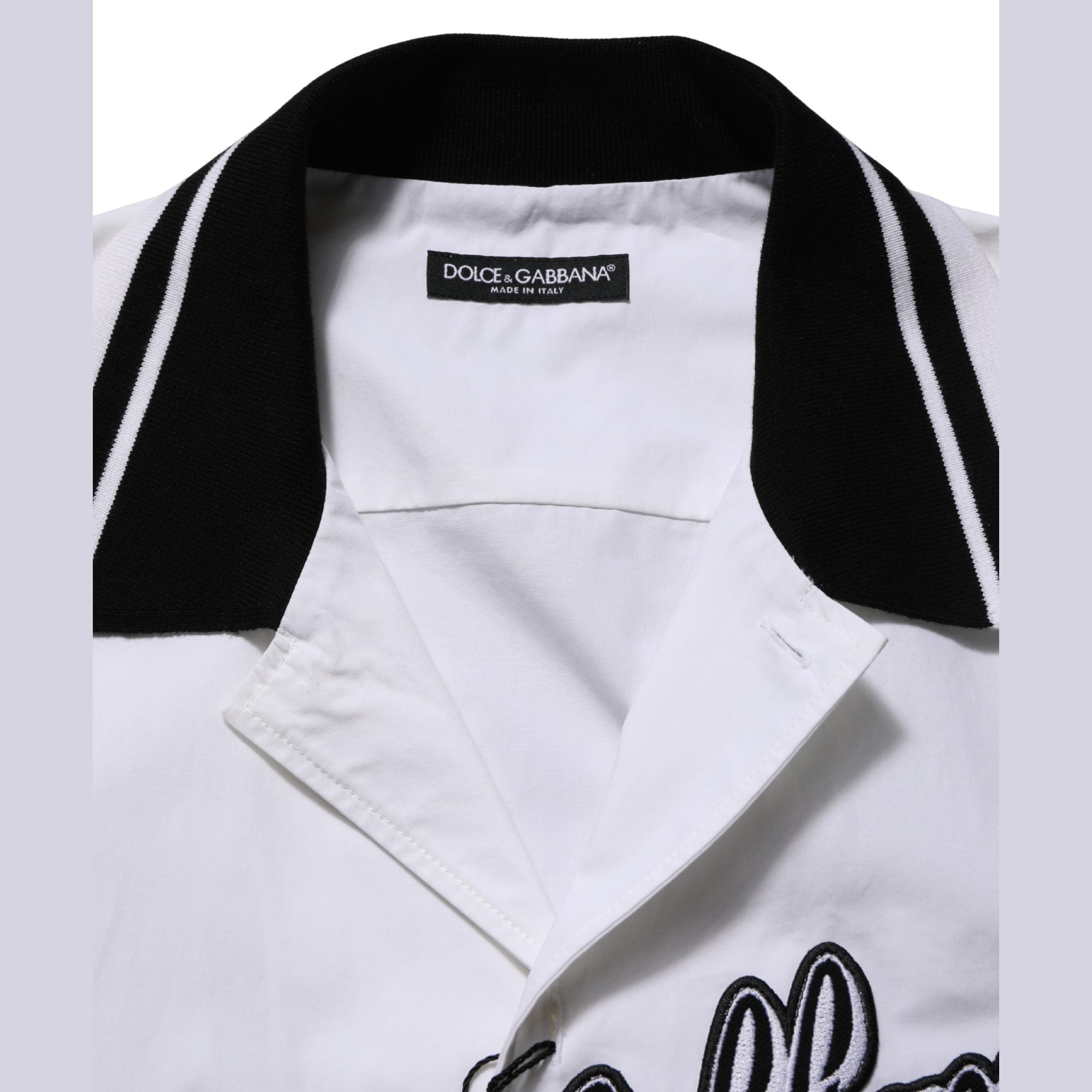 Dolce & Gabbana White LogoPatch Cotton Baseball Casual Shirt