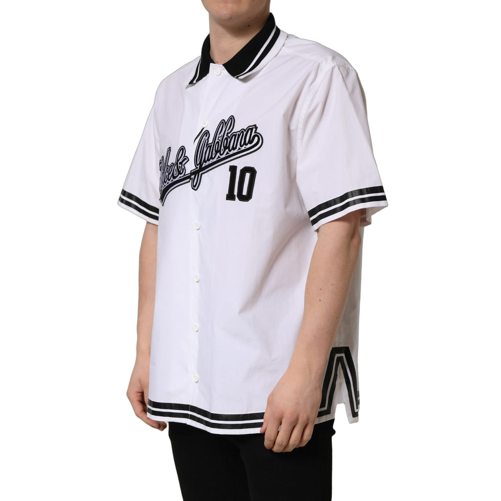 Dolce & Gabbana White LogoPatch Cotton Baseball Casual Shirt