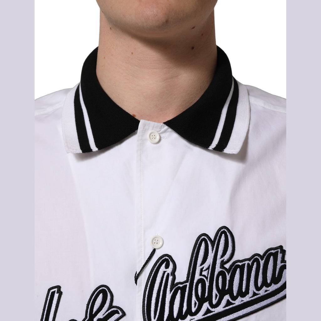 Dolce & Gabbana White LogoPatch Cotton Baseball Casual Shirt