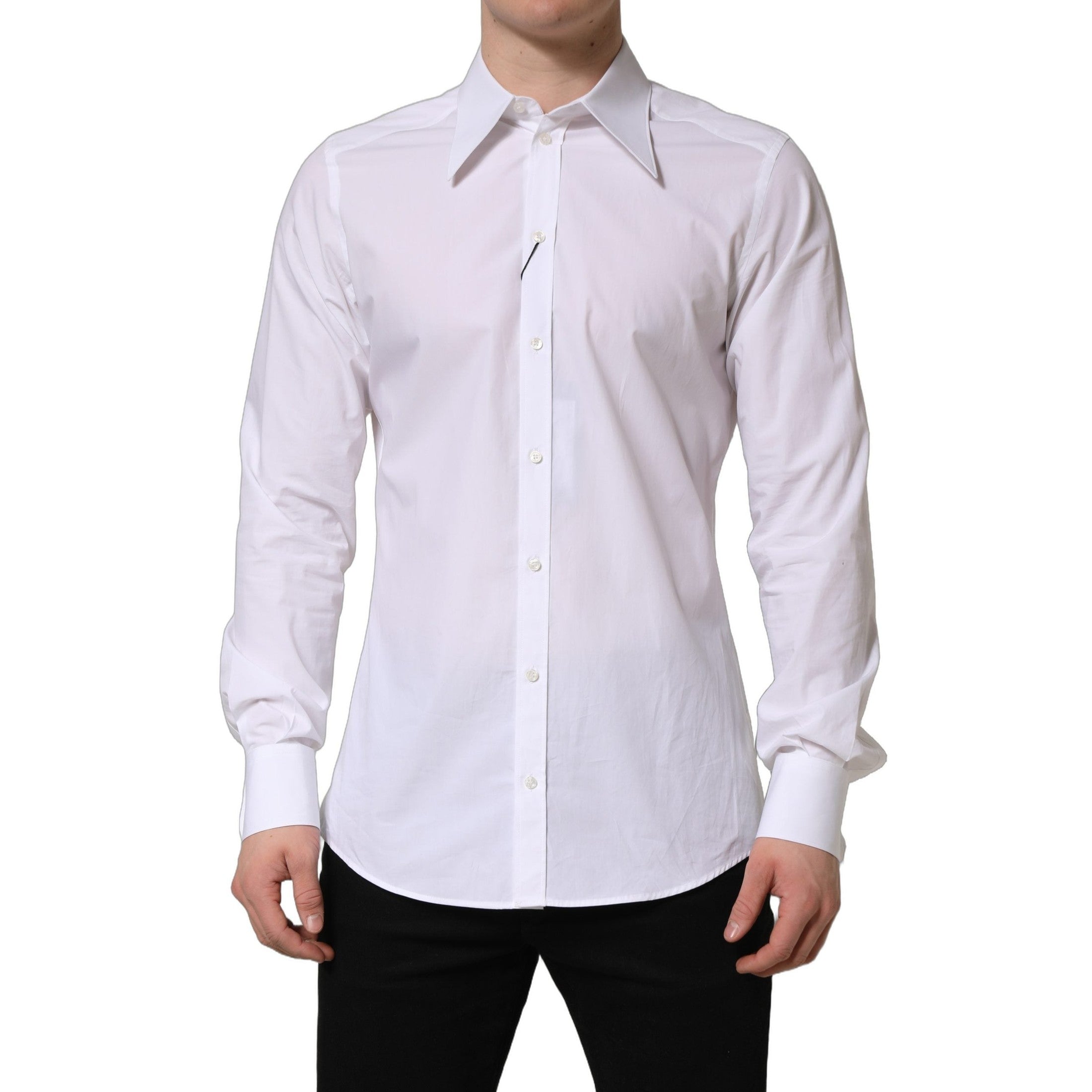 Dolce & Gabbana White MARTINI Long Sleeves Men Dress Shirt