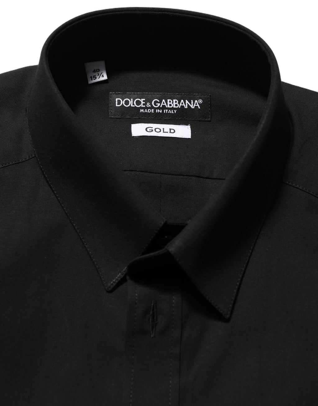 Dolce & Gabbana Black Cotton Stretch GOLD Fit Dress Shirt