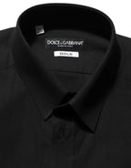 Dolce & Gabbana Black Cotton Stretch GOLD Fit Dress Shirt