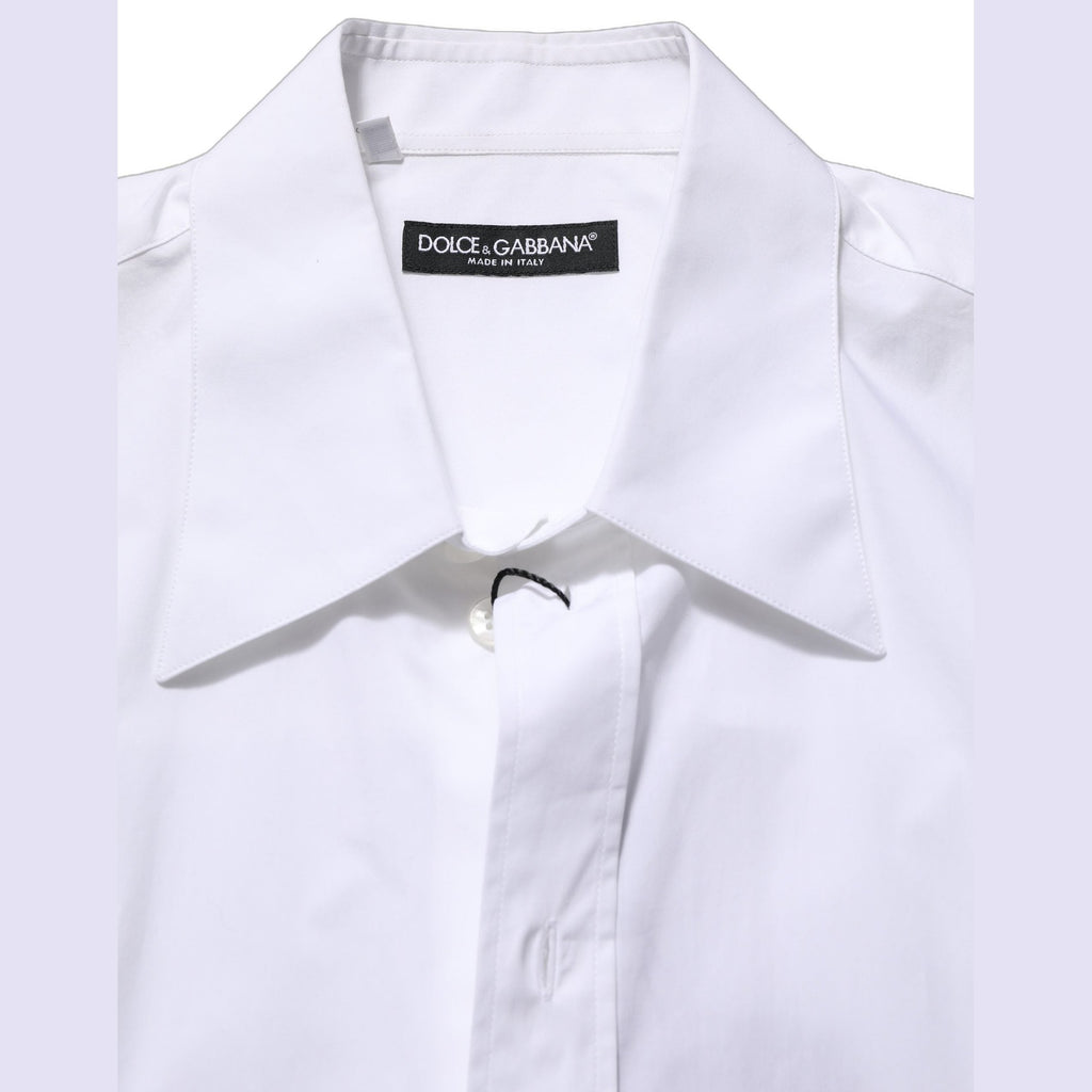 Dolce & Gabbana White Cotton Sleeveless Formal Dress Shirt