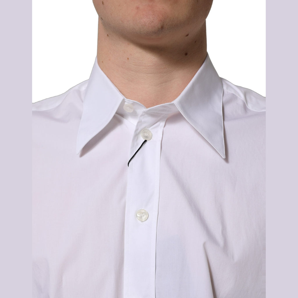 Dolce & Gabbana White Cotton Sleeveless Formal Dress Shirt