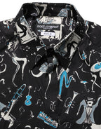 Dolce & Gabbana Black Jazz Club Cotton GOLD Fit Dress Shirt