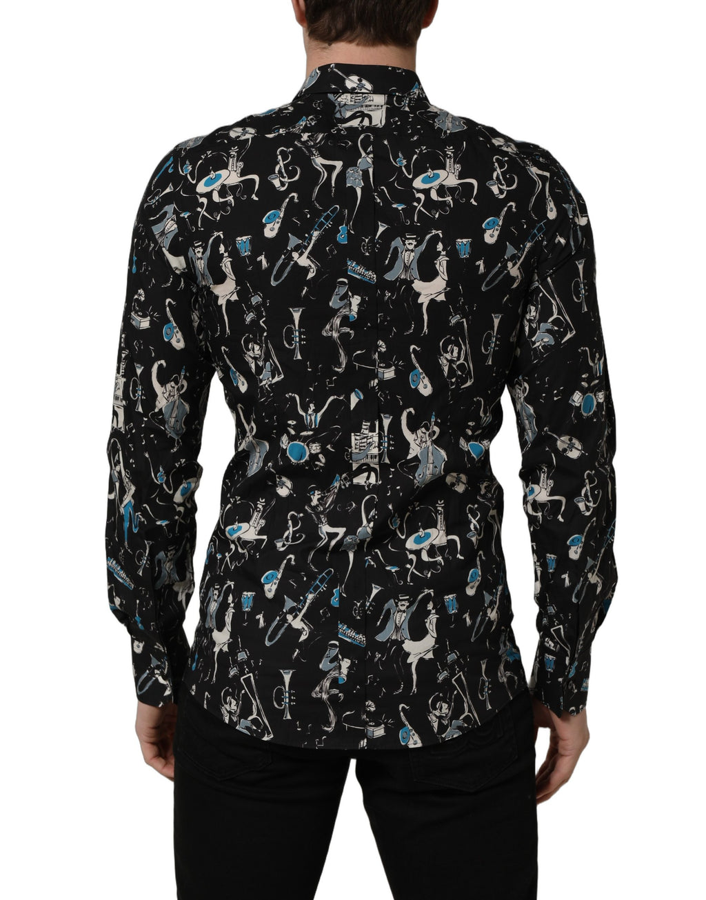 Dolce & Gabbana Black Jazz Club Cotton GOLD Fit Dress Shirt