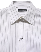 Dolce & Gabbana White Stripes Cotton Men Formal Dress Shirt