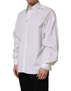 Dolce & Gabbana White Stripes Cotton Men Formal Dress Shirt