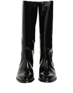 Dolce & Gabbana Black Leather Knee High Heels Boots Shoes