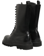 Dolce & Gabbana Black Leather Lace Up Men Combat Boots Shoes