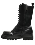Dolce & Gabbana Black Leather Lace Up Men Combat Boots Shoes