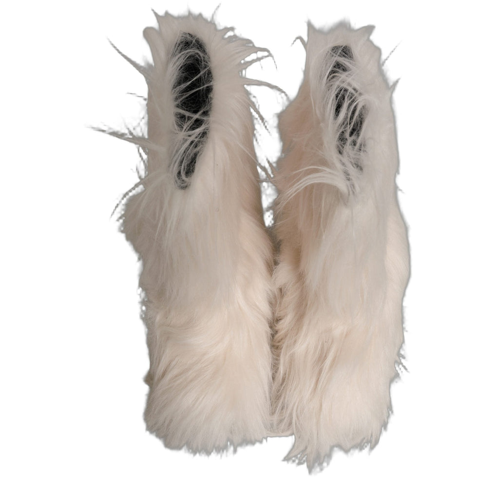 Dolce & Gabbana White Faux Fur Mid Calf Men Boots Shoes