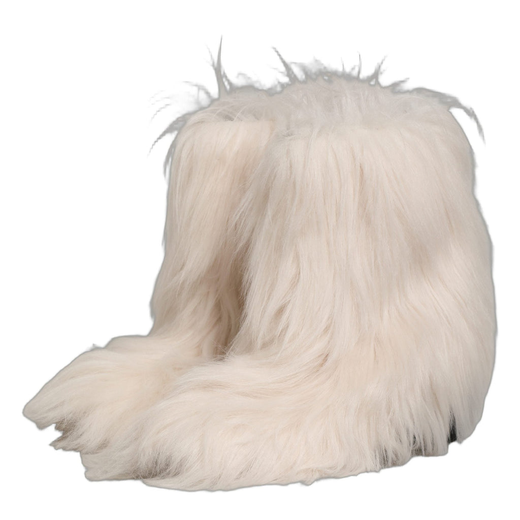 Dolce & Gabbana White Faux Fur Mid Calf Men Boots Shoes