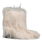 Dolce & Gabbana White Faux Fur Mid Calf Men Boots Shoes