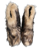 Dolce & Gabbana Brown Faux Fur Mid Calf Men Boots Shoes