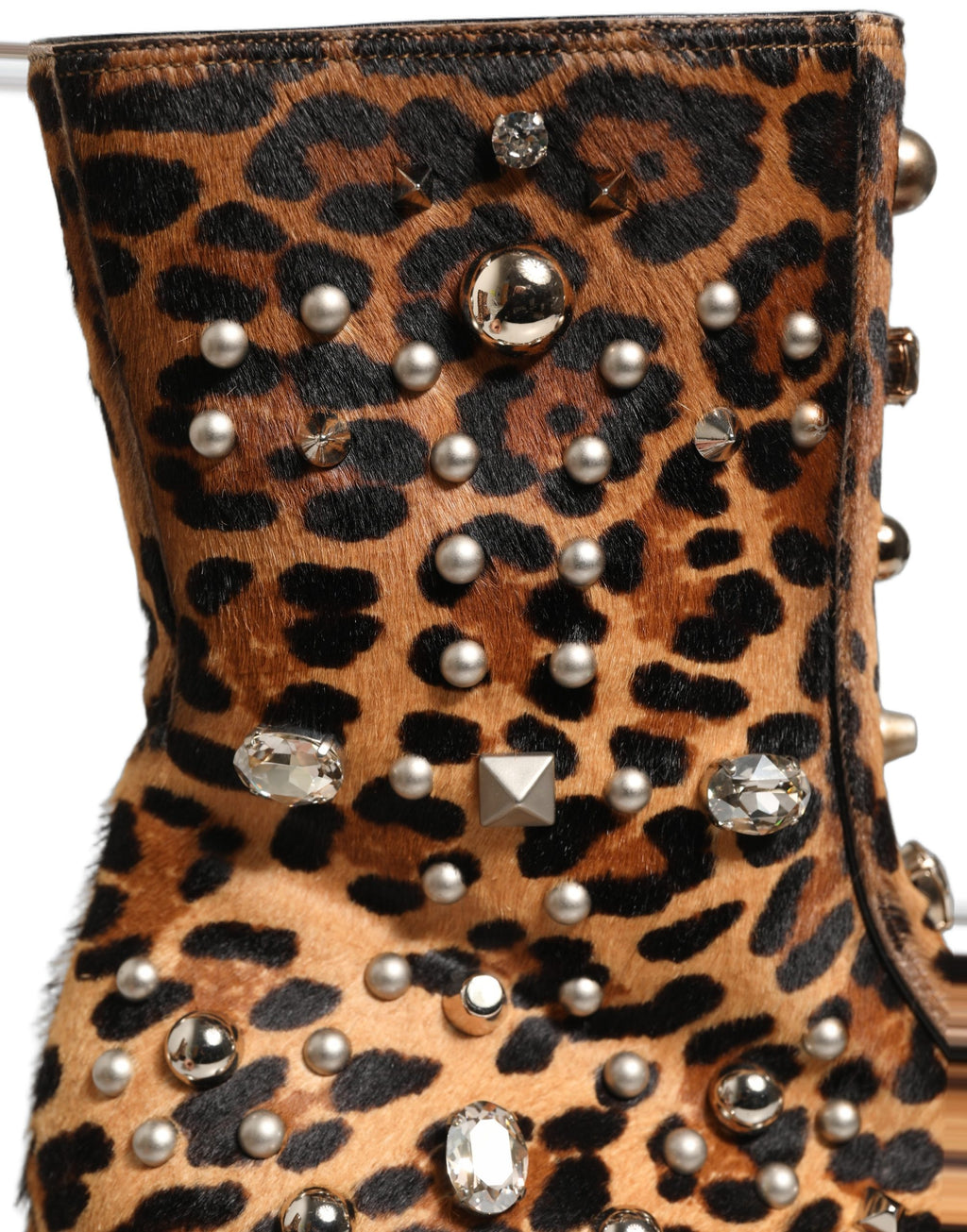 Dolce & Gabbana Brown Leopard Embellished Mid Calf Men Boots Shoes Dolce & Gabbana