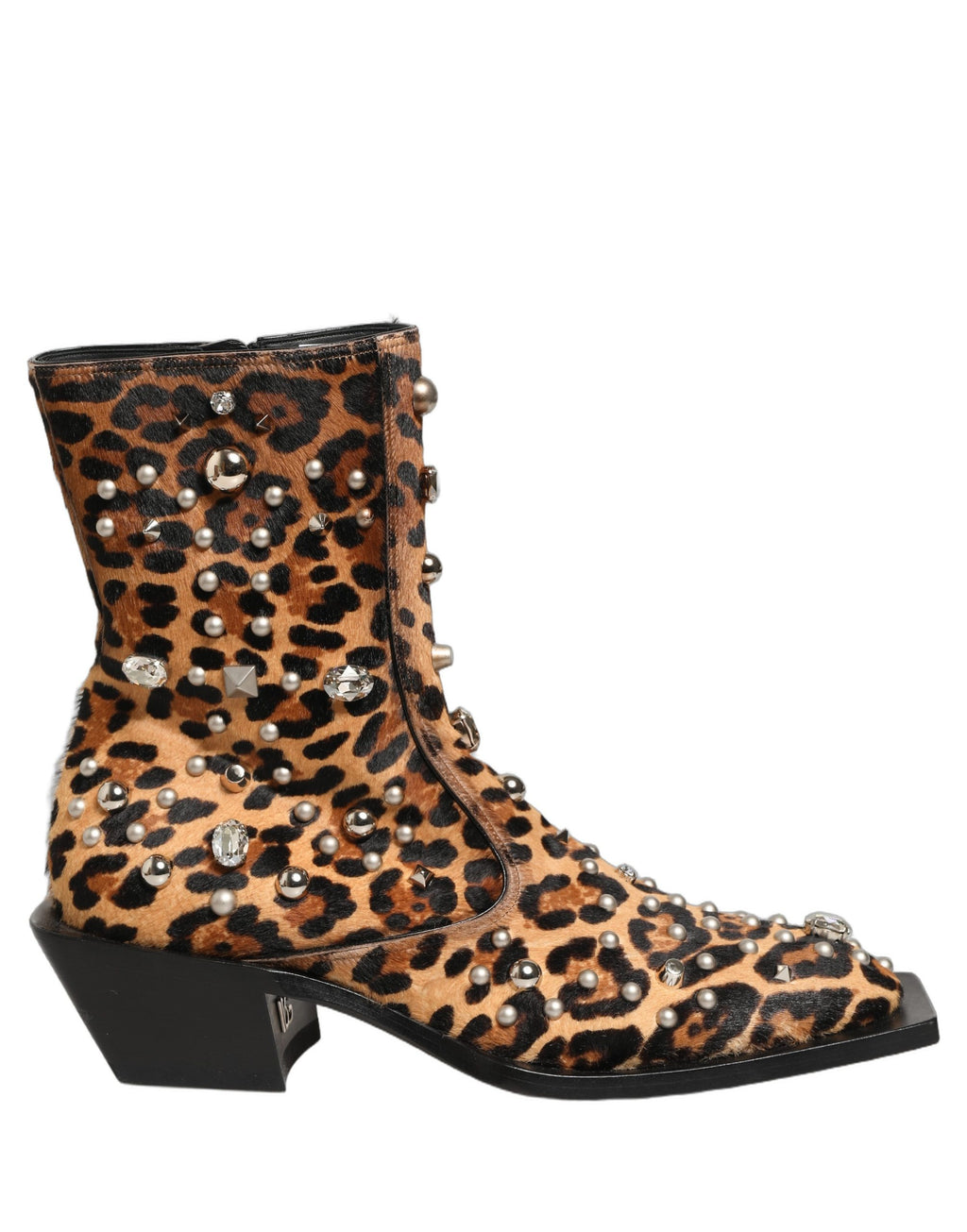 Dolce & Gabbana Brown Leopard Embellished Mid Calf Men Boots Shoes Dolce & Gabbana