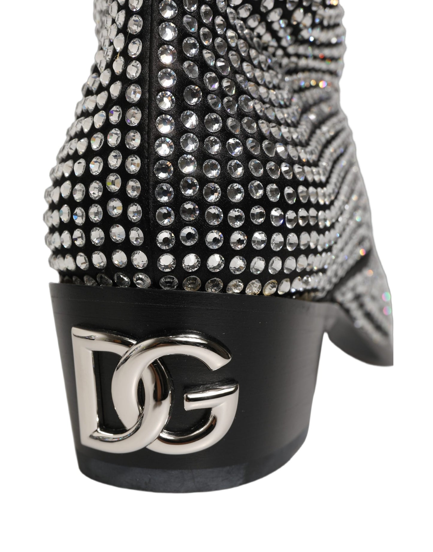 Dolce & Gabbana Black Crystal Embellished Ankle Boots Shoes Dolce & Gabbana