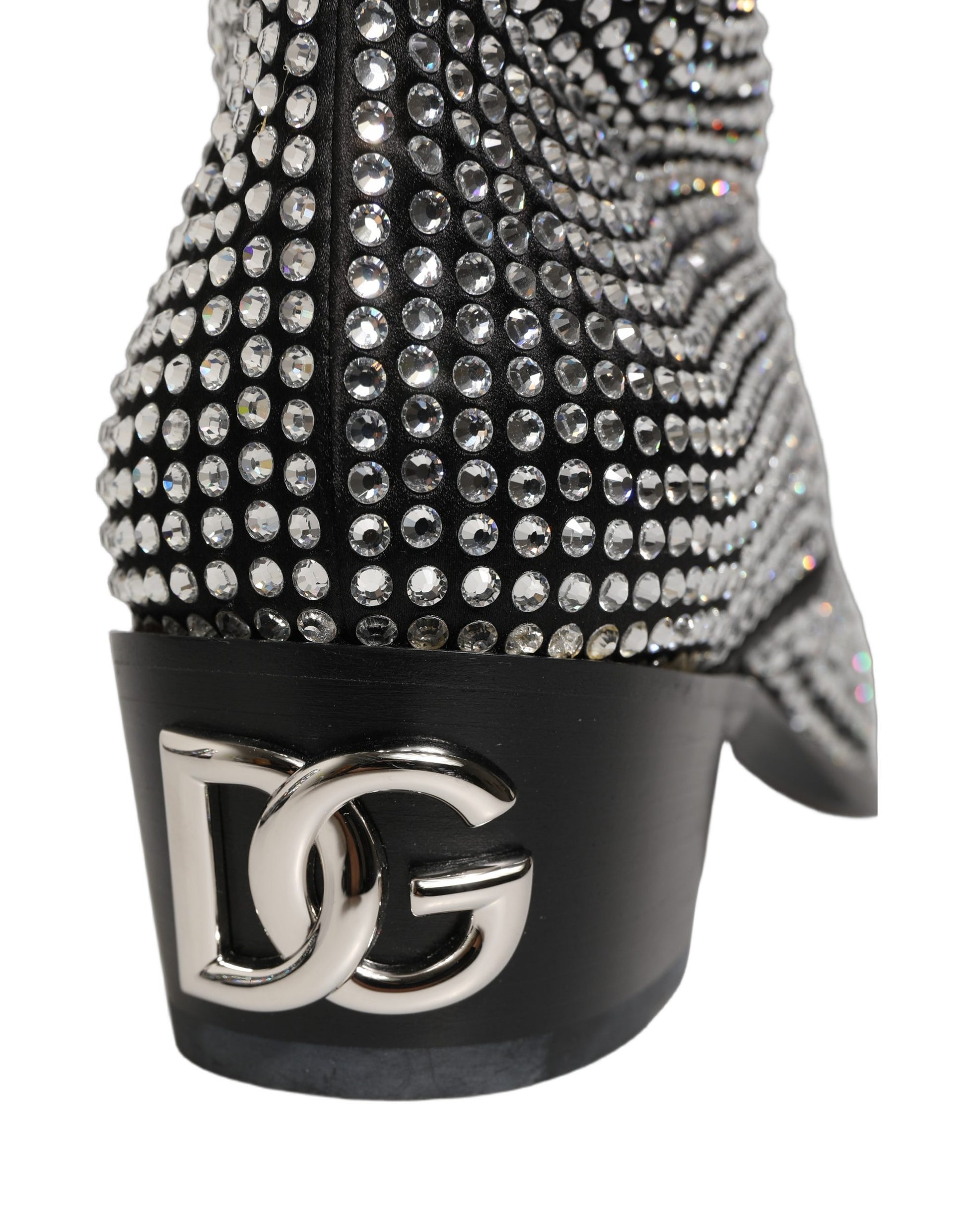 Dolce & Gabbana Black Crystal Embellished Ankle Boots Shoes Dolce & Gabbana