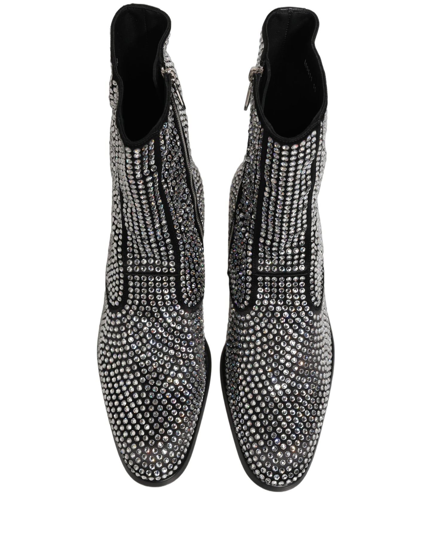 Dolce & Gabbana Black Crystal Embellished Ankle Boots Shoes Dolce & Gabbana