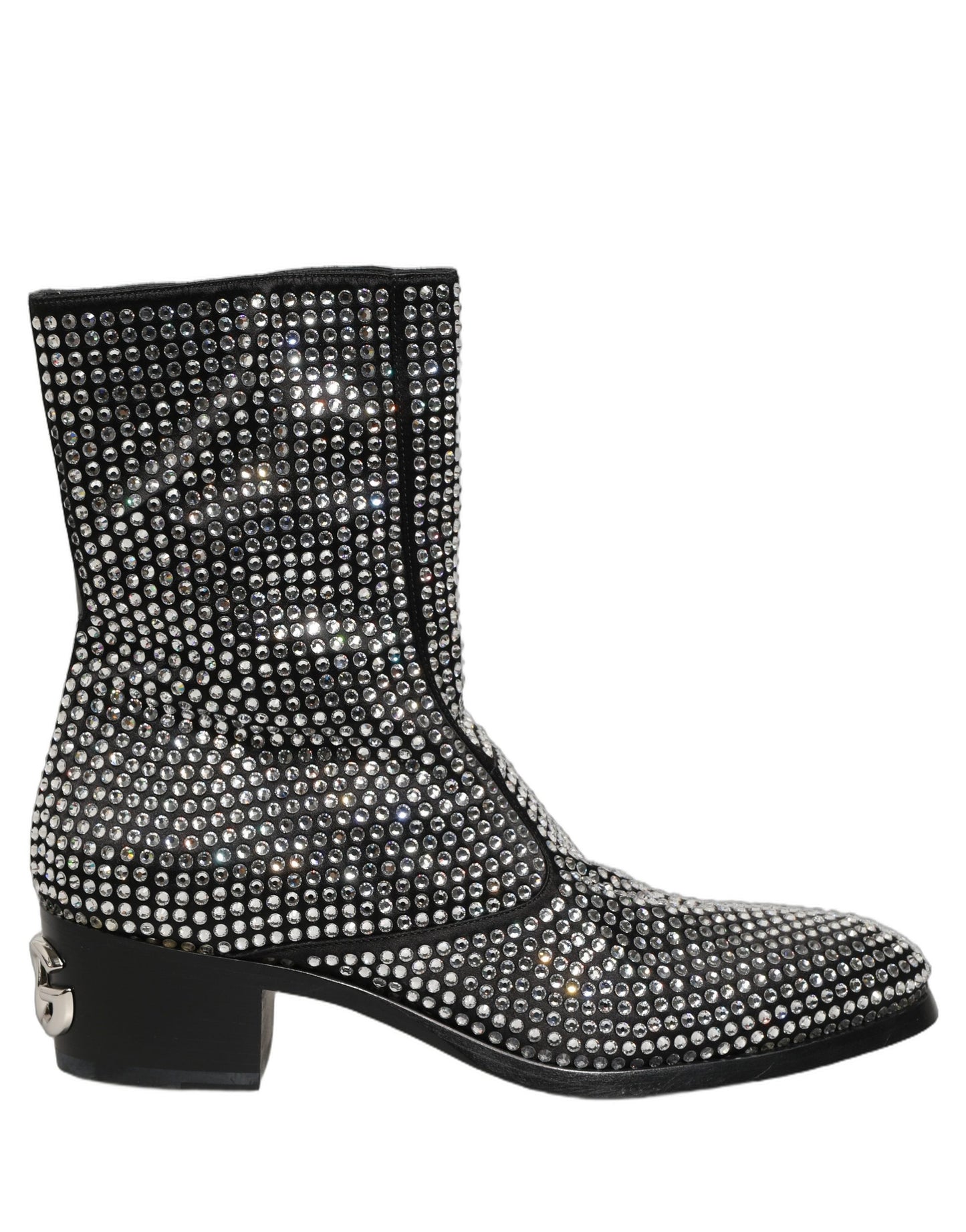 Dolce & Gabbana Black Crystal Embellished Ankle Boots Shoes Dolce & Gabbana