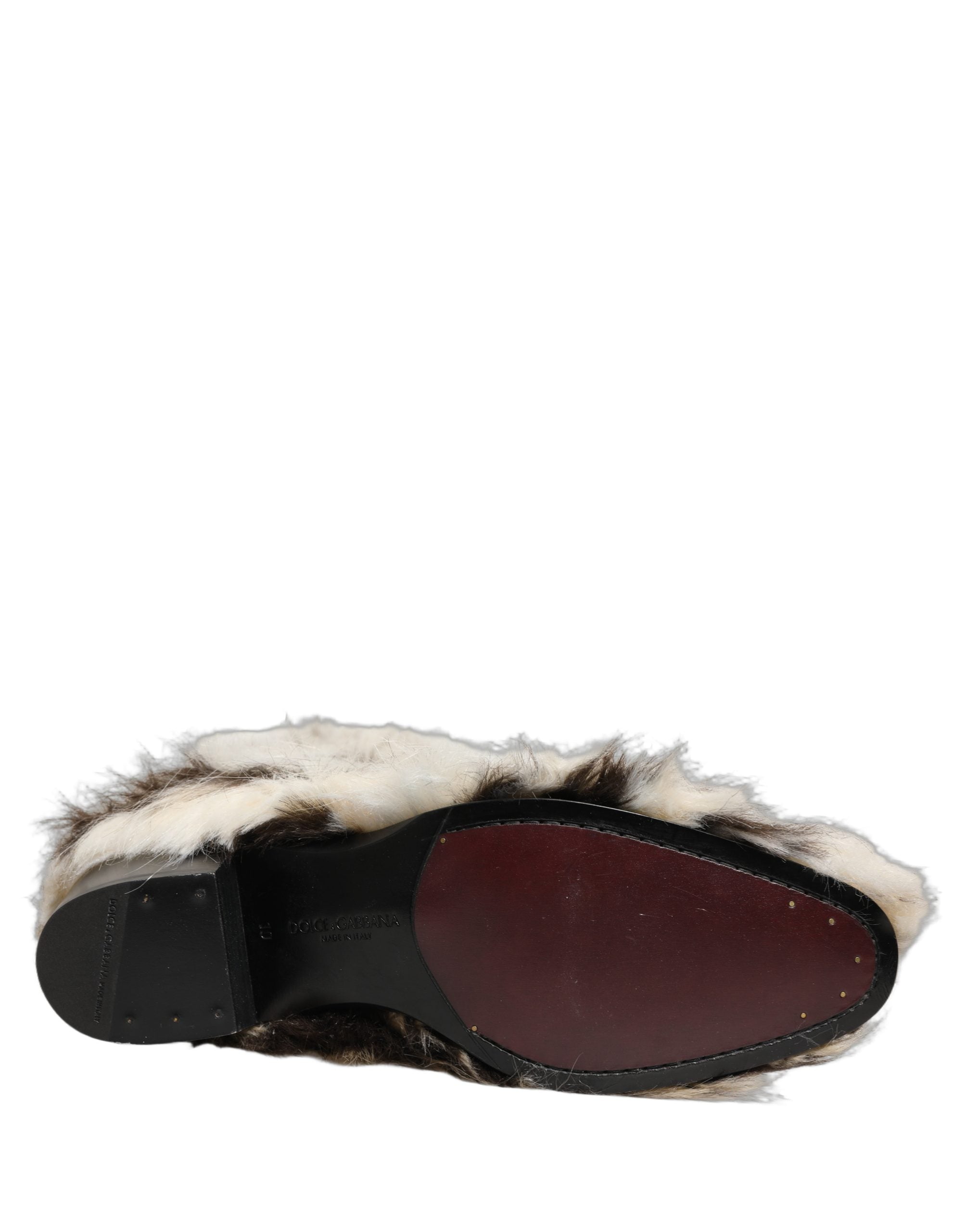 Dolce & Gabbana Multicolor Knee High Faux Fur Boots Shoes Dolce & Gabbana