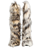 Dolce & Gabbana Multicolor Knee High Faux Fur Boots Shoes Dolce & Gabbana