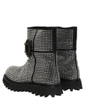Dolce & Gabbana Black Crystal Embellished Short Boots Shoes
