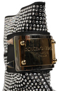 Dolce & Gabbana Black Crystal Embellished Short Boots Shoes