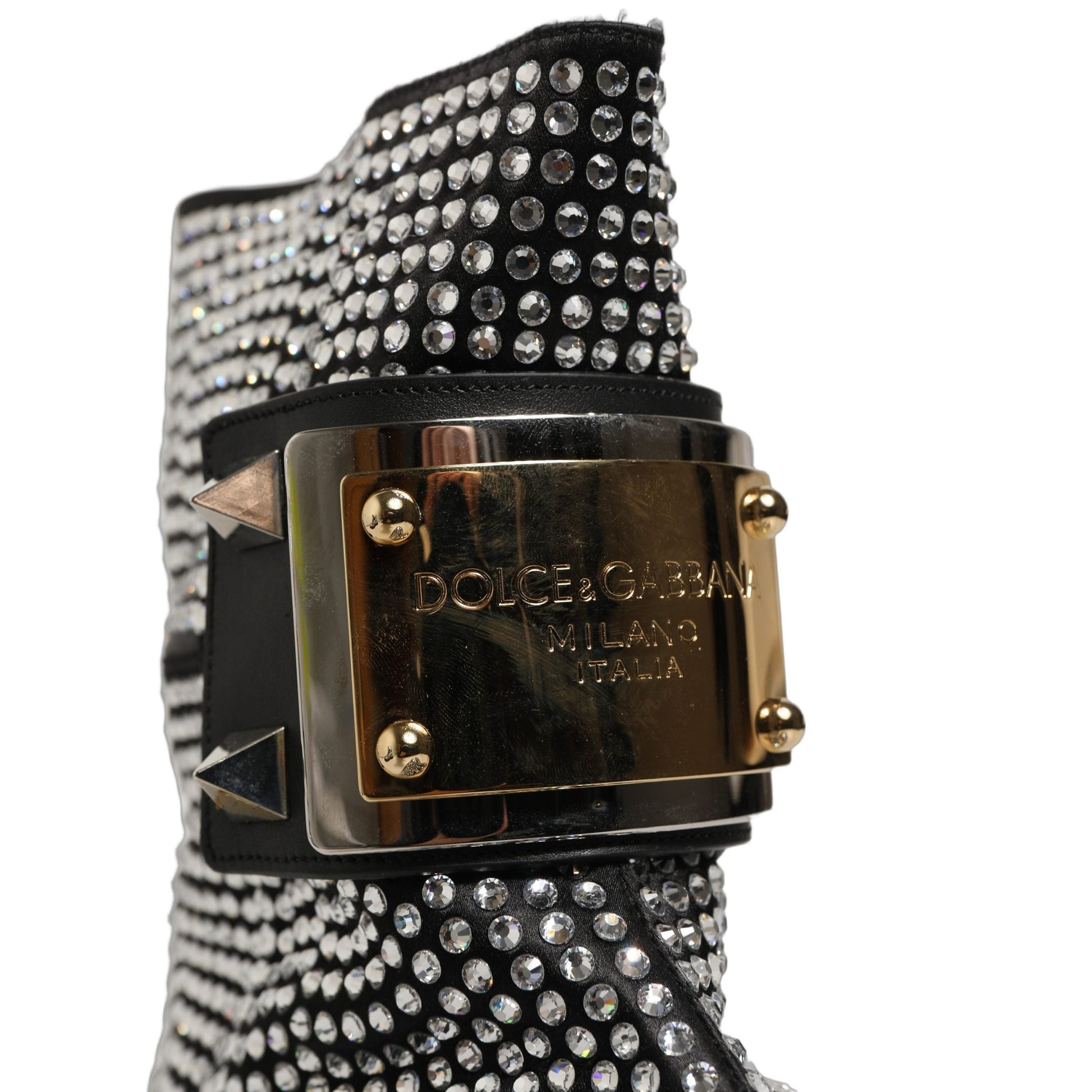Dolce & Gabbana Black Crystal Embellished Short Boots Shoes Dolce & Gabbana