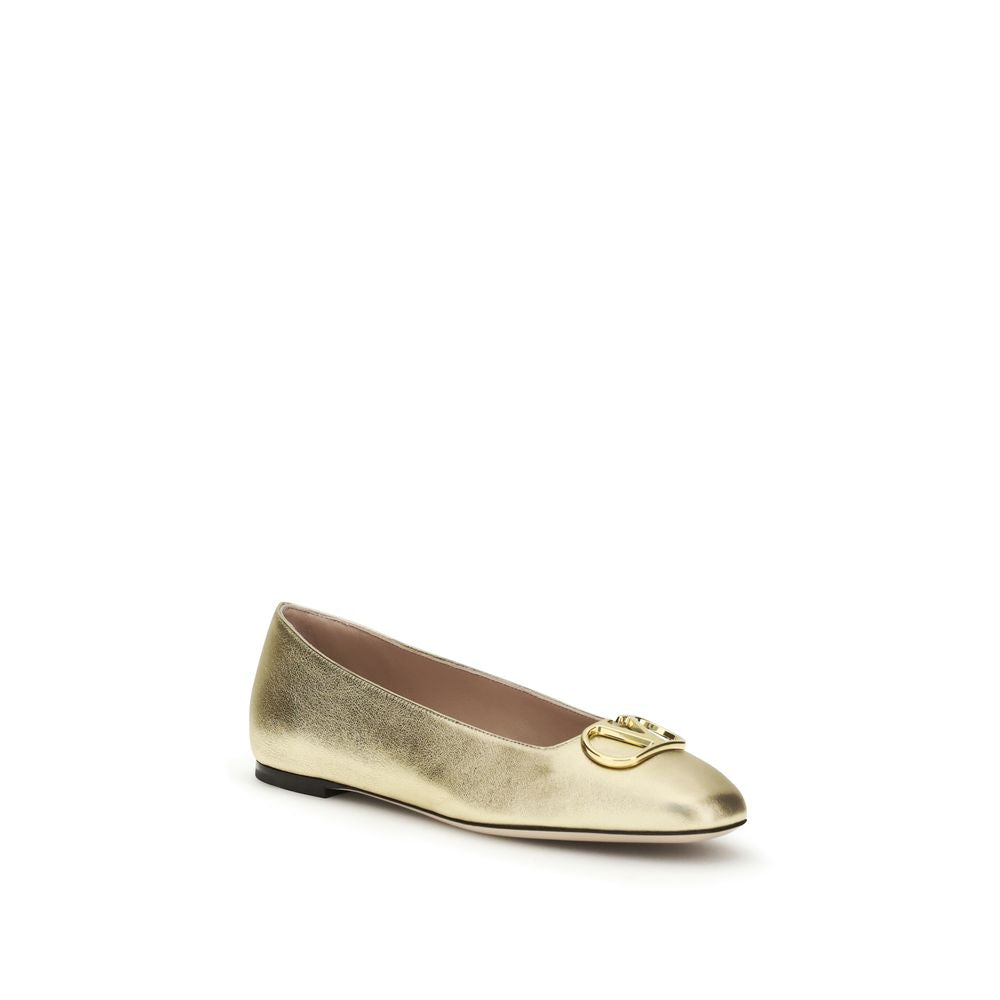 Valentino Garavani Gold Napa Leather / Calf Bos Taurus Ballet Flats Valentino Garavani