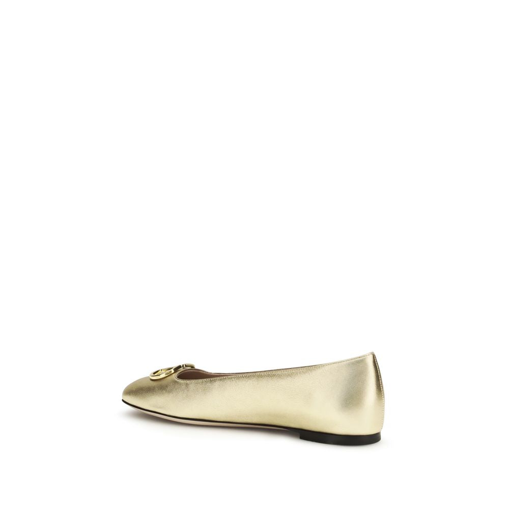 Valentino Garavani Gold Napa Leather / Calf Bos Taurus Ballet Flats Valentino Garavani